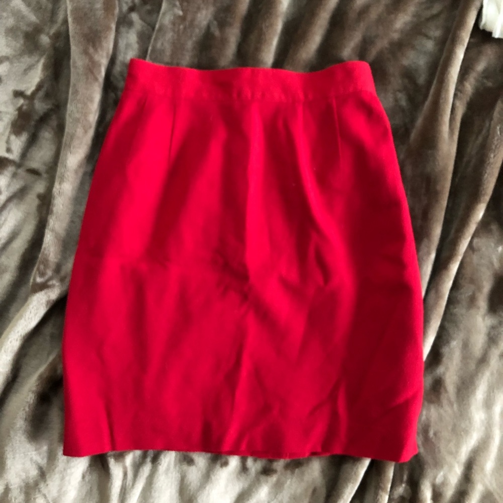 Vintage Red Wool Pencil Skirt